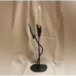 Jeff Fetty Wrought Iron Calla Lilly Sculpture Candlestick Vintage